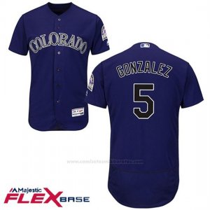 Camiseta Beisbol Hombre Colorado Rockies 5 Carlos Gonzalez Violeta Flex Base