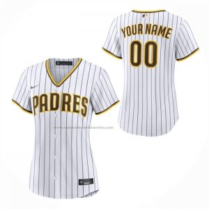 Camiseta Beisbol Mujer San Diego Padres Primera Replica Personalizada Blanco
