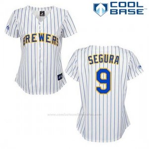 Camiseta Beisbol Hombre Milwaukee Brewers Jean Segura 9 Blanco Cool Base