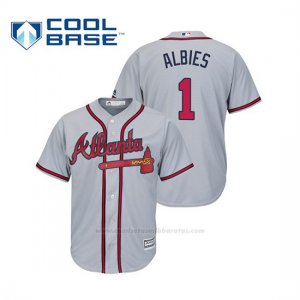 Camiseta Beisbol Hombre Atlanta Braves Ozzie Albies Cool Base Majestic Road 2019 Gris