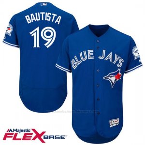 Camiseta Beisbol Hombre Toronto Blue Jays Jose Bautista 19 Azul Flex Base Autentico Coleccion 40 Aniversario