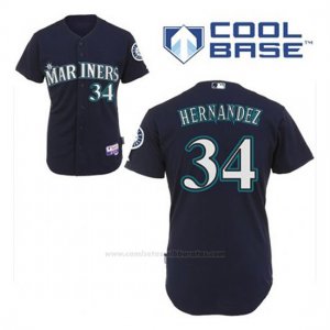Camiseta Beisbol Hombre Seattle Mariners Felix Hernandez 34 Azul Azul Alterno Cool Base