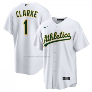 Camiseta Beisbol Hombre Oakland Athletics Denzel Clarke Primera Replica Blanco Camiseta Beisbol Hombre Oakland Athletics Denzel Clarke Primera Replica Blanco