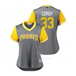 Camiseta Beisbol Mujer San Diego Padres Franchy Cordero 2018 Llws Players Weekend Cordy Gris