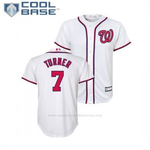 Camiseta Beisbol Nino Washington Nationals Trea Turner Cool Base 1ª Replica Blanco