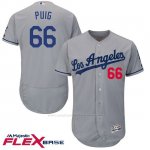 Camiseta Beisbol Hombre Los Angeles Dodgers Yasiel Puig Autentico Coleccion Gris Flex Base