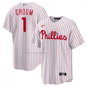 Camiseta Beisbol Hombre Philadelphia Phillies NO 1 Groom Primera Replica Blanco