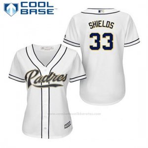 Camiseta Beisbol Mujer San Diego Padres James Shields 33 Blanco 1ª Cool Base