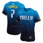 Camiseta Beisbol Hombre Philadelphia Phillies Trea Turner City Connect Elite Azul