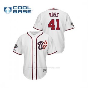 Camiseta Beisbol Hombre Washington Nationals Joe Ross 2019 World Series Champions Cool Base Alternato Blanco
