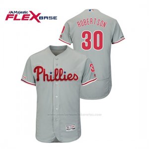 Camiseta Beisbol Hombre Philadelphia Phillies David Robertson 150th Aniversario Patch Flex Base Gris