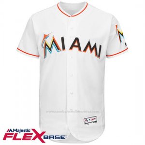 Camiseta Beisbol Hombre Miami Marlins Blank Blanco Flex Base Autentico Coleccion