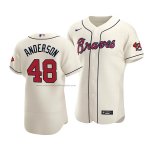Camiseta Beisbol Hombre Atlanta Braves Ian Anderson Autentico Alterno Crema