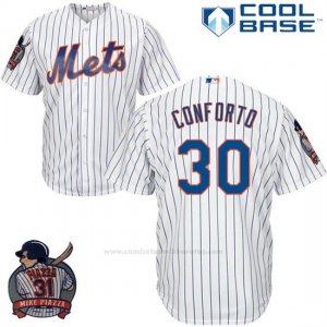 Camiseta Beisbol Hombre New York Mets Michael Conforto Blanco Cool Base With Piazza
