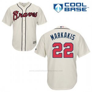 Camiseta Beisbol Hombre Atlanta Braves 22 Nick Markakis Crema Alterno Cool Base