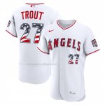 Camiseta Beisbol Hombre Los Angeles Angels Mike Trout 4 de Julio USA 250 Autentico Blanco Camiseta Beisbol Hombre Los Angeles Angels Mike Trout 4 de Julio USA 250 Autentico Blanco