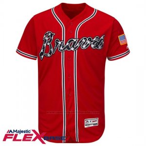 Camiseta Beisbol Hombre Atlanta Braves Blank Rojo Flex Base Autentico Coleccion