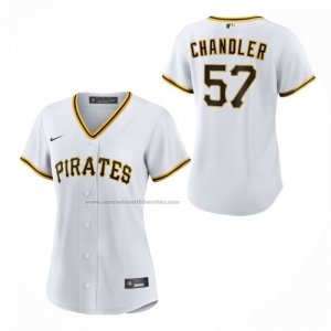 Camiseta Beisbol Mujer Pittsburgh Pirates Bubba Chandler Primera Replica Blanco