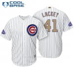 Camiseta Beisbol Hombre Chicago Cubs 41 John Lackey Blanco Oro Program Cool Base