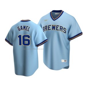 Camiseta Beisbol Hombre Milwaukee Brewers Ben Gamel Cooperstown Collection Road Azul