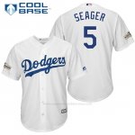 Camiseta Beisbol Hombre Los Angeles Dodgers 2017 Postemporada Corey Seager Blanco Cool Base