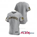 Camiseta Beisbol Hombre Milwaukee Brewers Autentico 2020 Road Gris