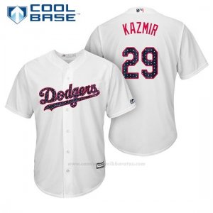 Camiseta Beisbol Hombre Los Angeles Dodgers 2017 Estrellas y Rayas Scott Kazmir Blanco Cool Base