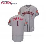 Camiseta Beisbol Hombre Astros Carlos Correa 2018 Stars & Stripes Flex Base Gris