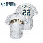 Camiseta Beisbol Hombre Milwaukee Brewers Christian Yelich Cool Base Official Alternato Blanco