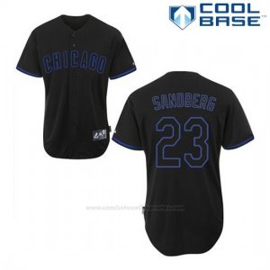 Camiseta Beisbol Hombre Chicago Cubs 23 Ryne Sandberg Negro Fashion Cool Base