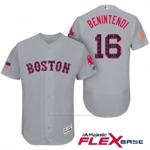 Camiseta Beisbol Hombre Boston Red Sox 2017 Estrellas y Rayas 16 Andrew Benintendi Gris Flex Base