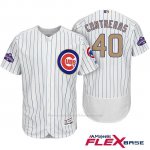 Camiseta Beisbol Hombre Chicago Cubs 40 Willson Contreras Blanco Oro Program Flex Base