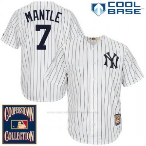 Camiseta Beisbol Hombre New York Yankees New York Mickey Mantle 7 Blanco Cool Base Cooperstown