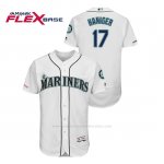 Camiseta Beisbol Hombre Seattle Mariners Mitch Haniger 150th Aniversario Patch Flex Base Blanco