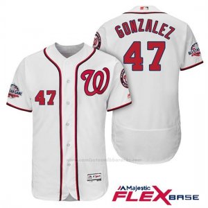 Camiseta Beisbol Hombre Washington Nationals Gio Gonzalez Blanco 2018 All Star 1ª Flex Base