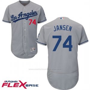 Camiseta Beisbol Hombre Los Angeles Dodgers 74 Kenley Jansen Gris 2017 Flex Base