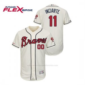 Camiseta Beisbol Hombre Atlanta Braves Ender Inciarte 150th Aniversario Patch Autentico Flex Base Crema