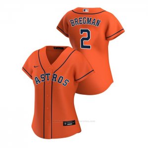 Camiseta Beisbol Mujer Houston Astros Alex Bregman 2020 Replica Alterno Naranja