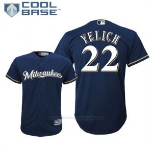 Camiseta Beisbol Nino Milwaukee Brewers Christian Yelich Cool Base Alterno Azul