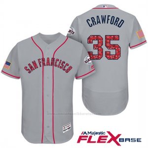 Camiseta Beisbol Hombre San Francisco Giants 2017 Estrellas y Rayas Brandon Crawford Gris Flex Base