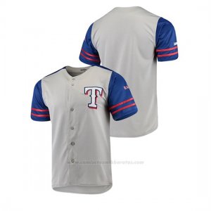Camiseta Beisbol Hombre Texas Rangers Button-Down Stitches Autentico Gris