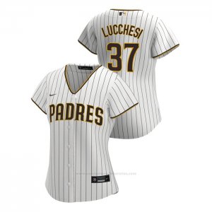 Camiseta Beisbol Mujer San Diego Padres Joey Lucchesi Replica 2020 Primera Blanco