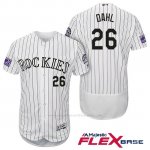 Camiseta Beisbol Hombre Colorado Rockies David Dahl 26 Blanco 25th Season Flex Base