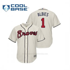 Camiseta Beisbol Hombre Atlanta Braves Ozzie Albies Cool Base Majestic Alternato 2019 Crema