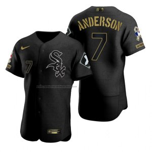 Camiseta Beisbol Hombre Chicago White Sox Tim Anderson Negro 2021 Salute To Service