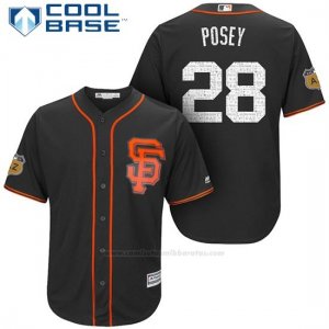 Camiseta Beisbol Hombre San Francisco Giants Buster Posey San Francisco Negro 2017 Entrenamiento de Primavera Cool Base Jugador