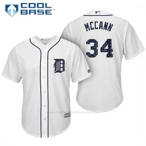 Camiseta Beisbol Hombre Detroit Tigers 2017 Estrellas y Rayas James Mccann Blanco Cool Base