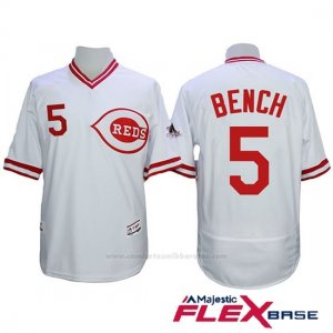 Camiseta Beisbol Hombre Cincinnati Reds 5 Johnny Bench Autentico Coleccion Flex Base Blanco