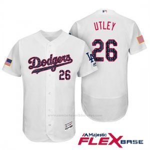 Camiseta Beisbol Hombre Los Angeles Dodgers 2017 Estrellas y Rayas Chase Utley Blanco Flex Base