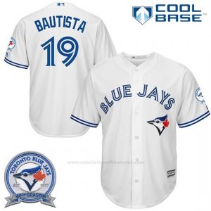Camiseta Beisbol Hombre Toronto Blue Jays Jose Bautista 19 Blanco Cool Base 40 Aniversario